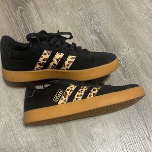 adidas Black and Tan Leopard-Accent Women's Sneakers